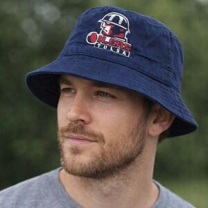 Tulsa Oilers Reversible Bucket Hat Navy Blue Red Vintage Hockey Graphic Print
